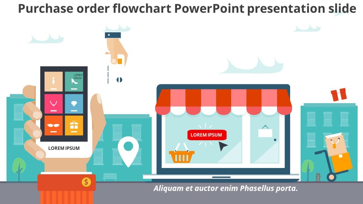 Purchase order flowchart PowerPoint presentation slide - PPTUniverse